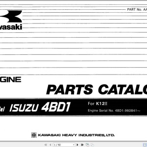 Kawasaki K12II ISUZU 4BD1 Engine Parts Catalog AAAP33105-0