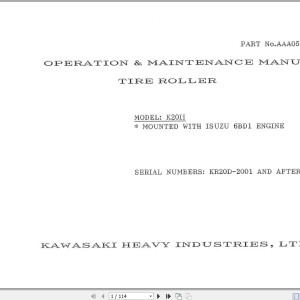 Kawasaki K20II Operation & Maintenance Manual AAA05216-0