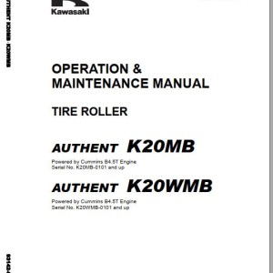 Kawasaki K20MB K20WMB Operation & Maintenance Manual 93142-00110