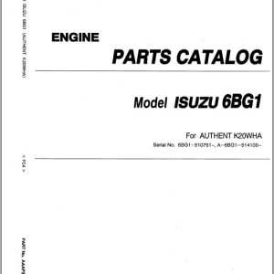 Kawasaki K20WHA ISUZU 6BG1 Engine Parts Catalog 93342-00022