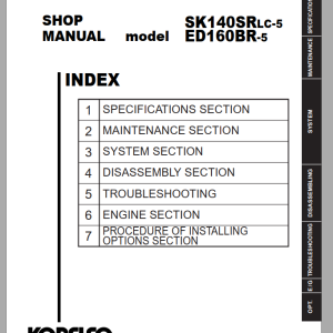 Kobelco SK140SRLC-5 ED160BR-5 Shop Manual S5YY0030E05