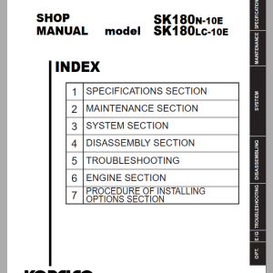 Kobelco SK180N-10E SK180LC-10E Shop Manual S5YM0010E01