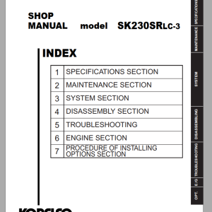 Kobelco SK230SRLC-3 NA Shop Manual S5YB0018E02