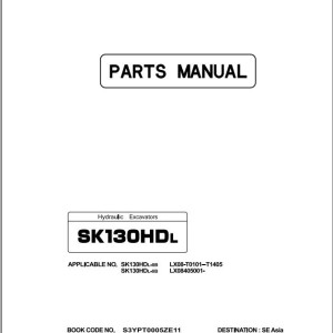 Kobelco SK130HDL Parts Manual S3YPT0005ZE11