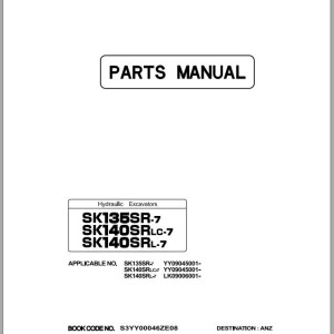 Kobelco SK135SR-7 SK140SRLC-7 SK140SRL-7 Parts Manual S3YY00046ZE08