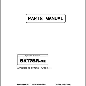 Kobelco SK17SR-3E Parts Manual S3PU00033ZE01