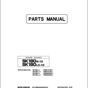 Kobelco SK180N-10 SK180LC-10 Parts Manual