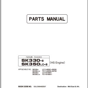 Kobelco SK330-8 SK350LC-8 Parts Manual S3LC00049ZE07