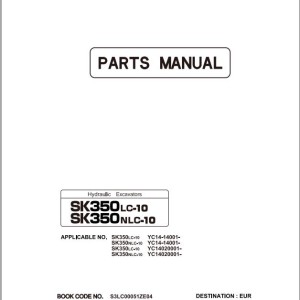 Kobelco SK350LC-10 SK350NLC-10 Parts Manual S3LC00051ZE04