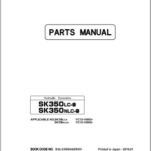 Kobelco SK350LC-9 SK350NLC-9 Parts Manual S3LC00044ZE03