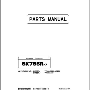 Kobelco SK75SR-7 Parts Manual S3YT00052ZE10