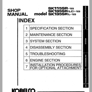Kobelco SK115SR-1ES SK135SRLC-1ES SK135SRL-1ES Shop Manual S5YY0007E