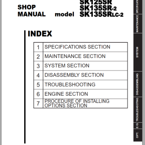 Kobelco SK125SR SK135SR-2 SK135SRLC-2 Shop Manual S5YY0013E02