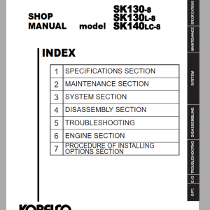 Kobelco SK130-8 SK140LC-8 Shop Manual S5YP0001E02