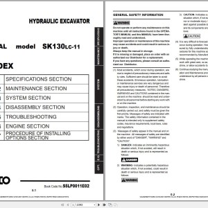 Kobelco SK130LC-11 Shop Manual S5LP0011E02