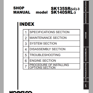 Kobelco SK135-SRLC-3 SK140SRLC-3 Shop Manual S5YY0028E03