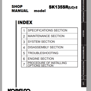 Kobelco SK135SRLC-2 Shop Manual S5YY0021E01