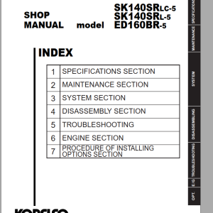Kobelco SK140SRLC-5 ED160BR-5 Shop Manual S5YY0029E04