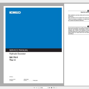 Kobelco SK170-9 Tier 4 Shop Manual YM08U2000