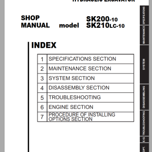 Kobelco SK200-10 SK210-10 Shop Manual S5YN0051E02