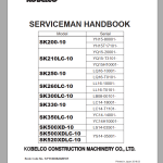 Kobelco SK200-10 SK520-10 Service Manual HandBook S7YO00820ZE01
