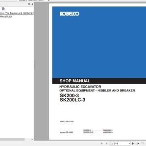 Kobelco SK200-3 SK200LC-3 Breaker & Nibbler Shop Manual S3Y7106-01NA