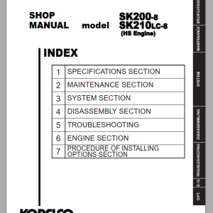 Kobelco SK200-8 SK210LC-8 Shop Manual S5YF0024E02