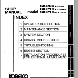 Kobelco SK200LC-6E SK210LC-6ES SK210NLC-6ES Shop Manual S5YN0017E