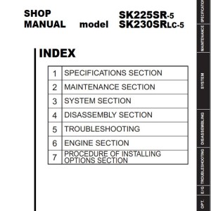 Kobelco SK225SR-5 SK230SRLC-5 Shop Manual S5YB0023E04