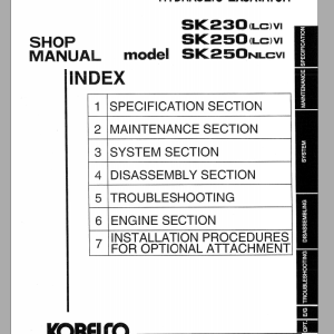 Kobelco SK230LC-6 SK250LC-6 SK250NLC-6 Shop Manual S5LQ0011E