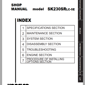 Kobelco SK230SRLC-5E Shop Manual S5YB0024E01
