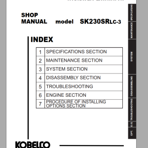 Kobelco SK230SRLC Shop Manual 3S5YB0018E02