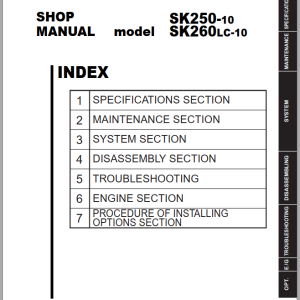 Kobelco SK250-10 SK260LC-10 Shop Manual S5LQ0046E01