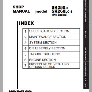Kobelco SK250-8 SK260LC-8 Shop Manual S5LQ0017E03