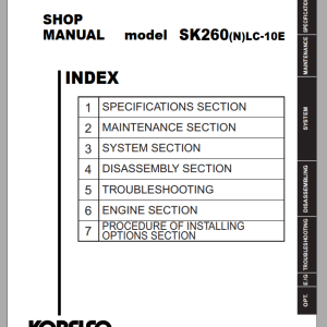 Kobelco SK260LC-10E SK260NLC-10E Shop Manual S5LQ0056E02