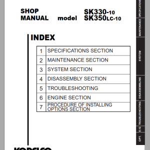 Kobelco SK330-10 350LC-10 Shop Manual S5LC0057E01