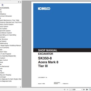 Kobelco SK350-8 Acera Mark 8 Tier 3 Shop Manual YC08U1601