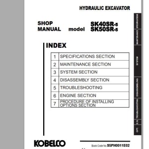 Kobelco SK40SR-5 SK50SR-5 Shop Manual