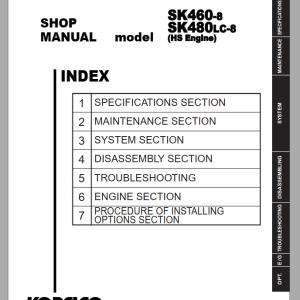 Kobelco SK460-8 SK480LC-8 Shop Manual S5LS0013E03