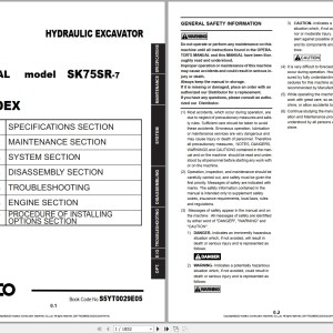 Kobelco SK75SR-7 Shop Manual S5YT0029E05