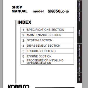 Kobelco SK850LC-10 Shop Manual S5LY0007E02