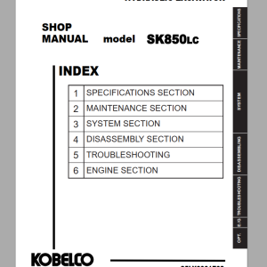 Kobelco SK850LC-8 Shop Manual S5LY0001E02