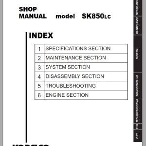 Kobelco SK850LC-8 Shop Manual S5LY0004E03