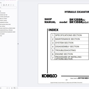 Kobelco SK125SRL SK135SRLC-2 Shop Manual S5YY0018E01