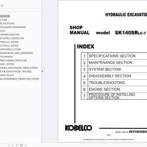 Kobelco SK135SR-7 SK140SRLC-7 ED160BR-7 Shop Manual & Diagrams S5YY0034E05