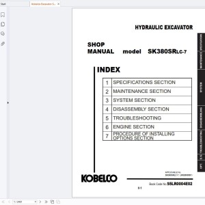 Kobelco SK380SRLC-7 Excavator Shop Manual S5LR0004E02