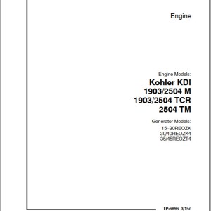 Kohler Engine KDI1903M KDI2504M KDI1903TCR KDI2504TCR KDI2504TM Service Parts Manual