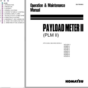 Komatsu HD1200-1 HD 985-3 HD785-5 HD785-3 HD605-5 HD465-5 HD405-6 HD325-6 Operation & Maintenance Manual SEAT000903