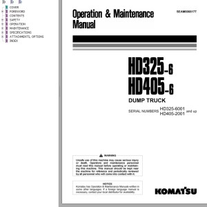 Komatsu HD325-6 HD405-6 Operation & Maintenance Manual SEAM000817T