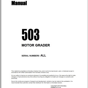 Komatsu 503 Shop Manual SMG-503